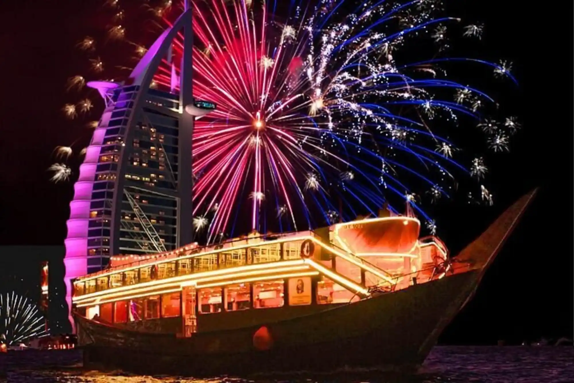 New Year’s Eve Special Fireworks from a Dhow Cruise & Overnight Desert Safari